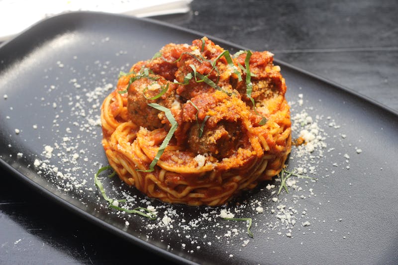 Spaghetti and Meatballs with rich marinara sauce